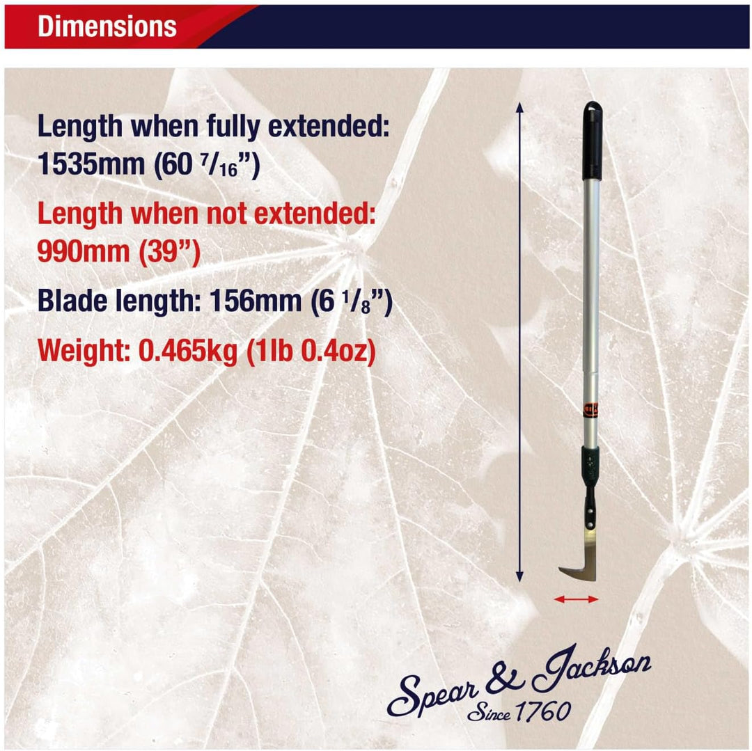 Spear & Jackson Razorsharp Enhanced Teleskop-Terrassenmesser, Silber, 97 x 4 x 4 cm Langen Griff, La