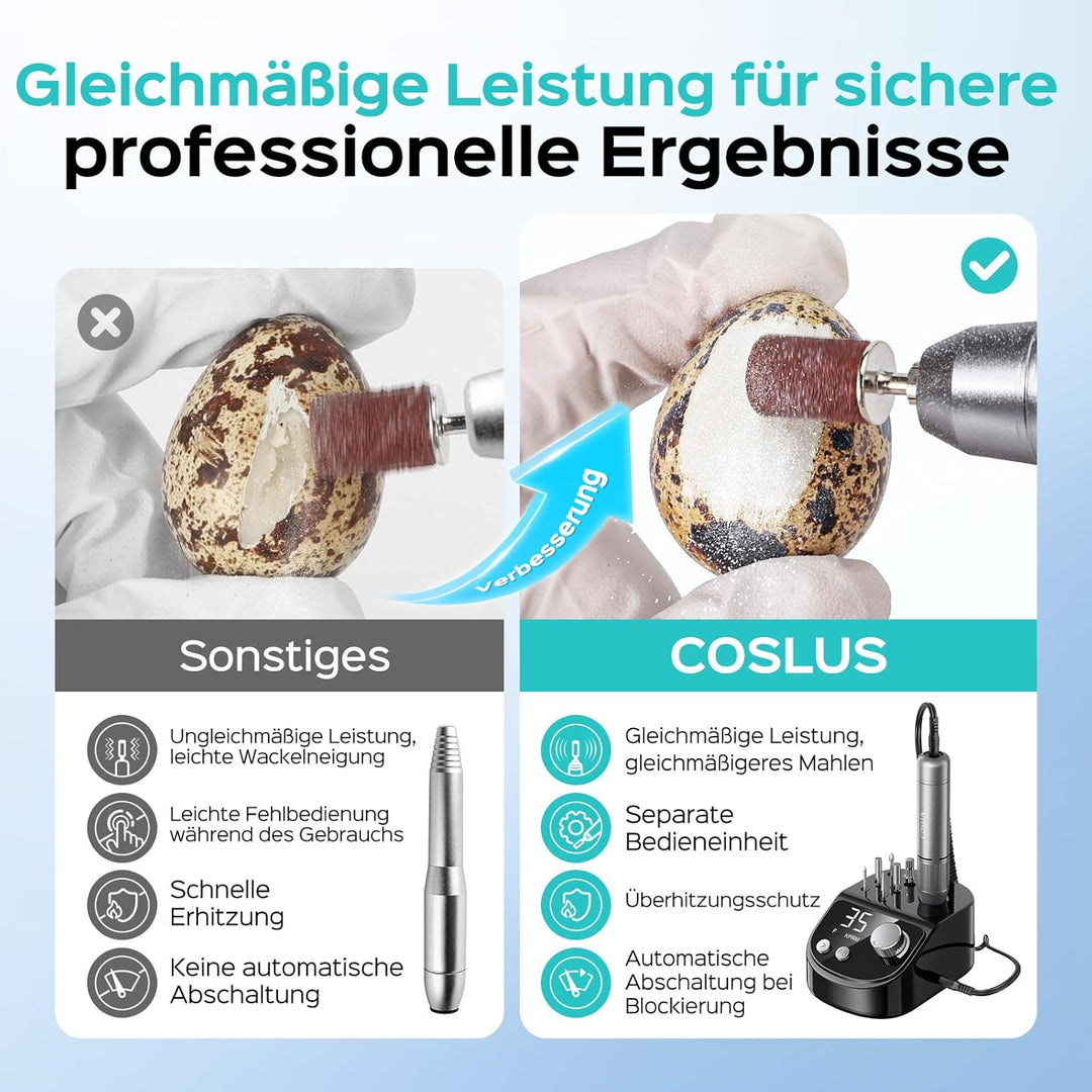 COSLUS E50 Nagelfräser Professionell Set 35000 U/min: Nagelfräser für Gelnägel Elektrische Nagelfeil