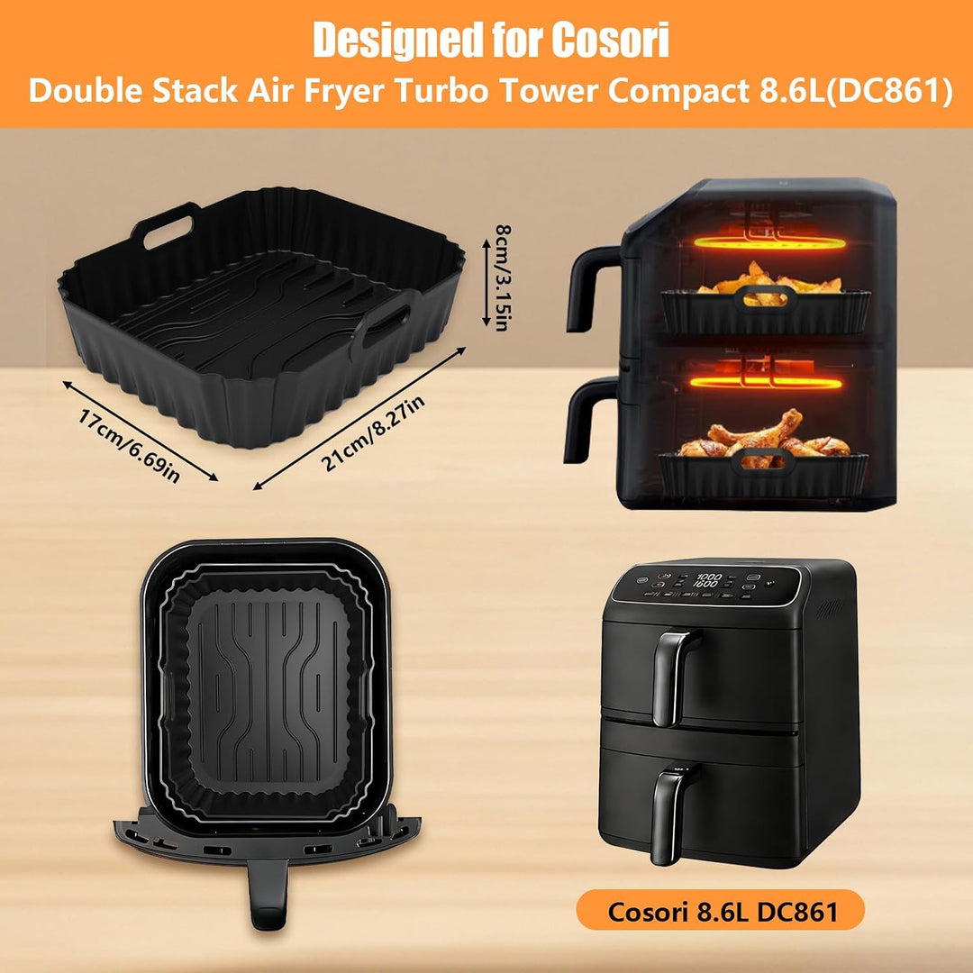 Heissluftfritteuse Zubehör für COSORI Turbo Tower Compact 8,6L Double Stack Airfryer(DC861), Silikon