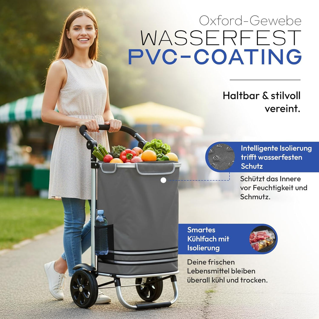Dimono® Einkaufstrolley Klappbarer 3 in1 Trolley zum Einkaufen; 56 Liter inkl. Kühlfach; Transportwa