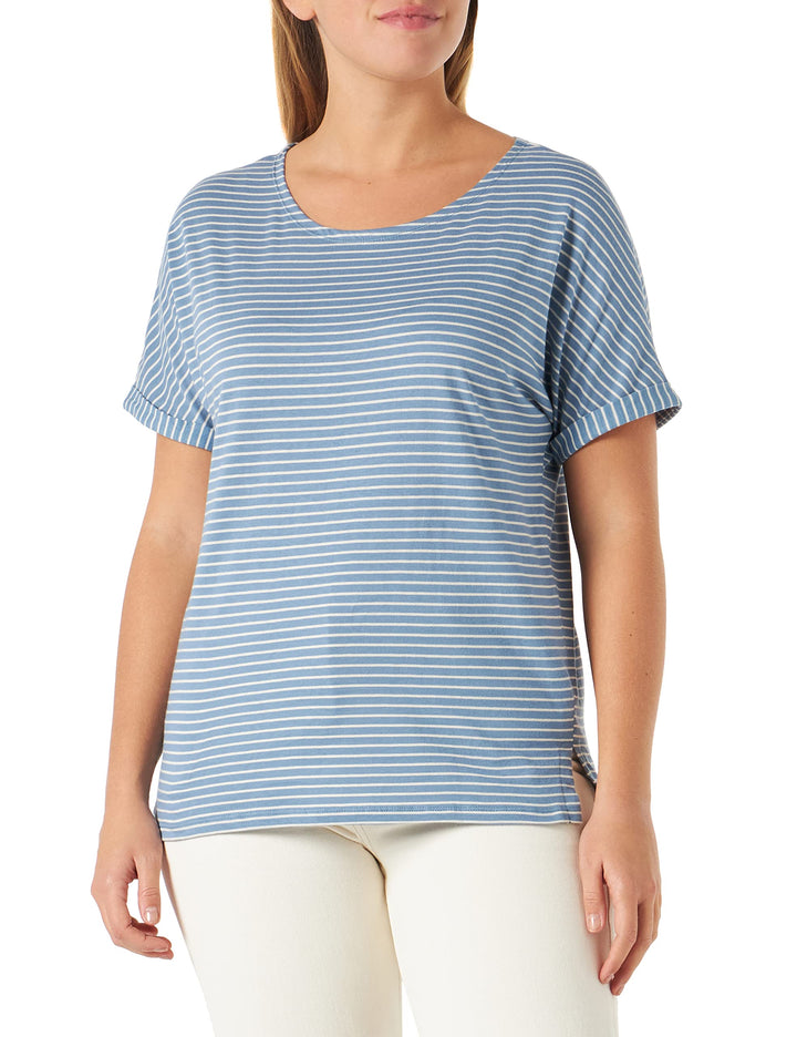 People Tree Damen Stripe Pyjama Tee 36 Blau, 36 Blau