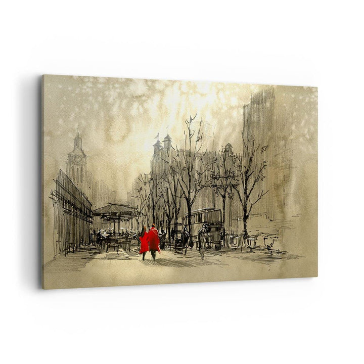 Bilder auf Leinwand 100x70cm Leinwandbild mit Rahmen Stadt Frau Geliebte Gross Wanddeko Bild Schlafz