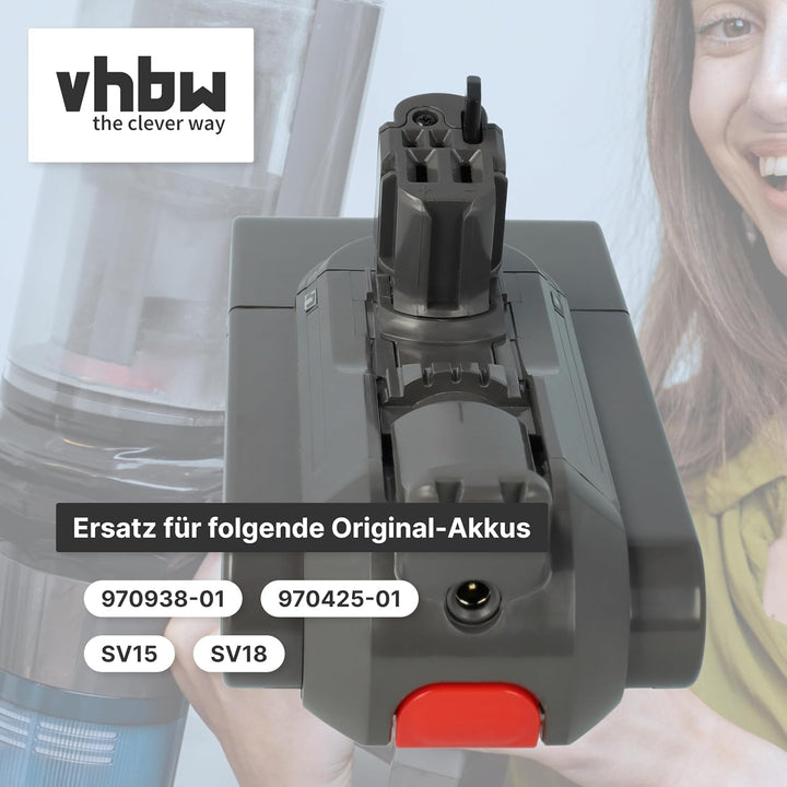 vhbw Akku kompatibel mit Dyson V11 Complete Extra, Click-In, Fluffy Extra Staubsauger (3600mAh, 25,2