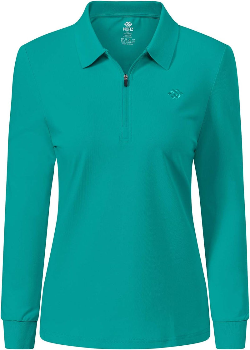 AjezMax Poloshirt Damen Golf Polohemd Langarm Baumwolle Sport Polo Wintershirts mit Reissverschluss