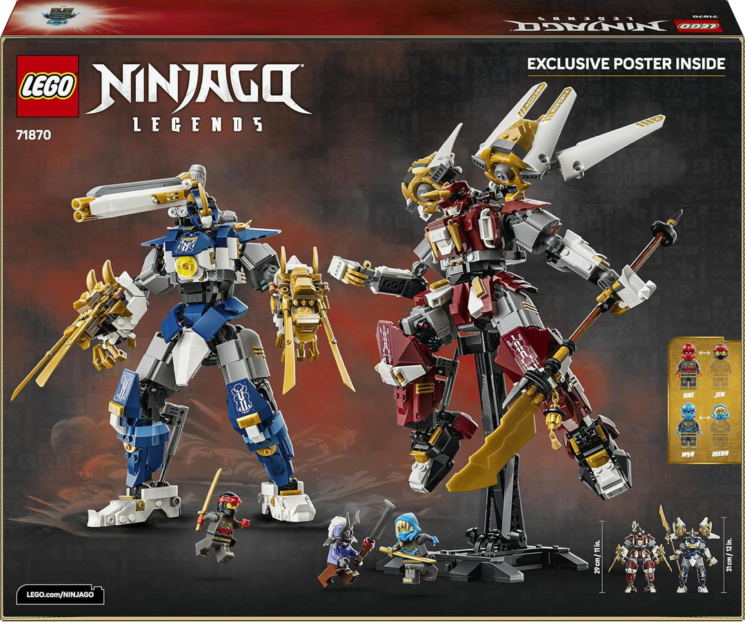 LEGO NINJAGO Die Zwillings-Titanmechs - Ninja Spielset mit 2 Actionfiguren & 3 Minifiguren inkl. Kai