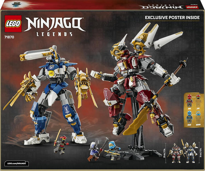 LEGO NINJAGO Die Zwillings-Titanmechs - Ninja Spielset mit 2 Actionfiguren & 3 Minifiguren inkl. Kai