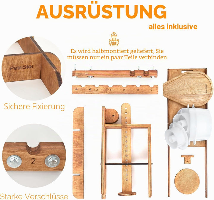 Niederländische Holz-Käsepresse – Käseherstellungs-Set (Holz-Käsepresse mit Hebel und 2 Käseformen 1