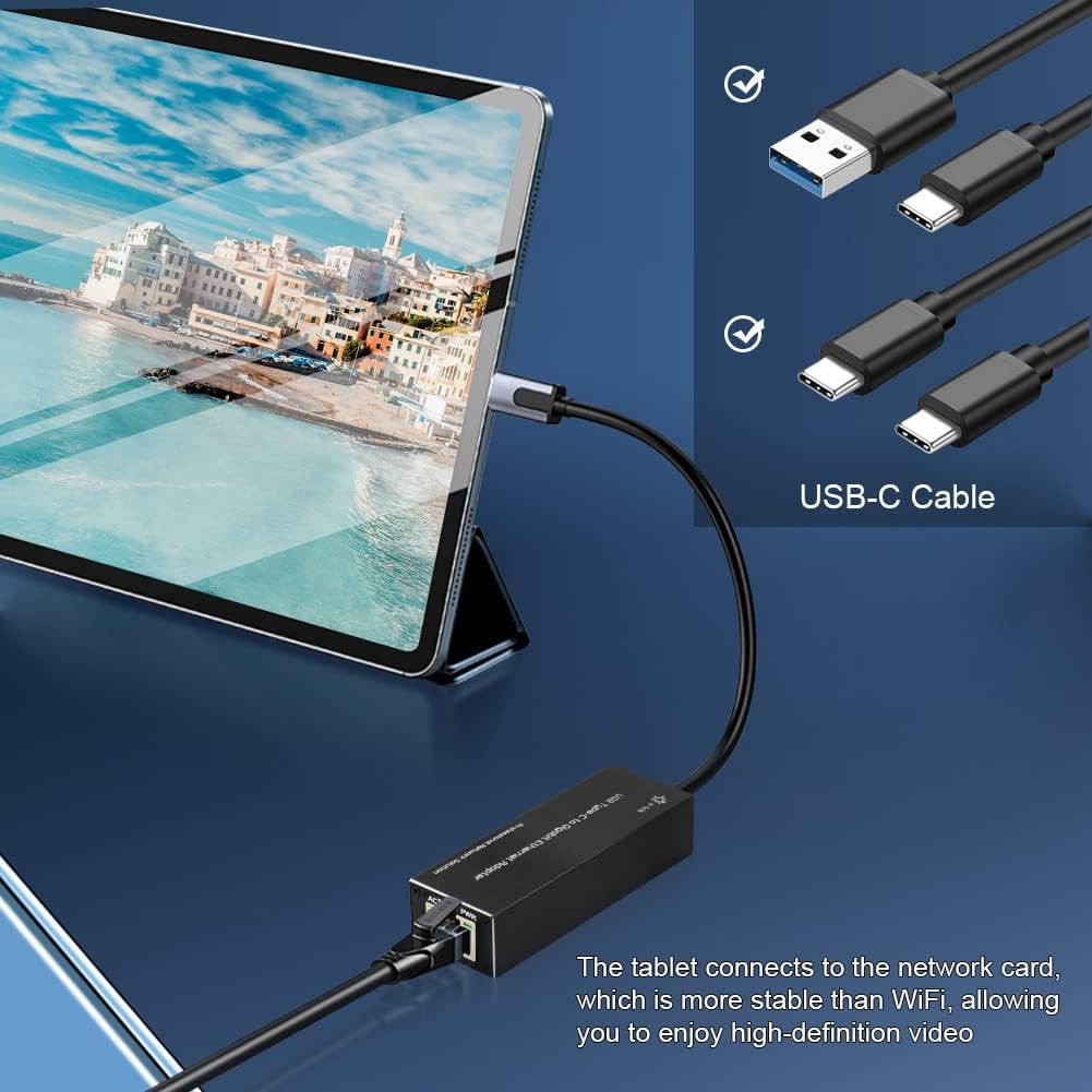 Throncom USB 3.0 auf Gigabit Ethernet NIC Netzwerkadapter, 10/100/1000Mbps USB auf Typ-C LAN Laptop