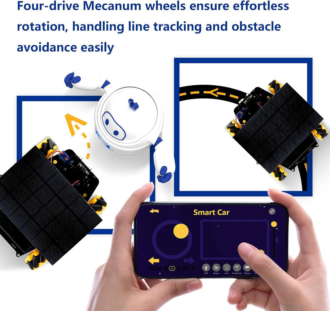 4-in-1-ESP32-Smart-Kamera-Solarroboterauto, 4WD-Fernbedienungsauto-Robotik-Kit für Kinder im Alter v