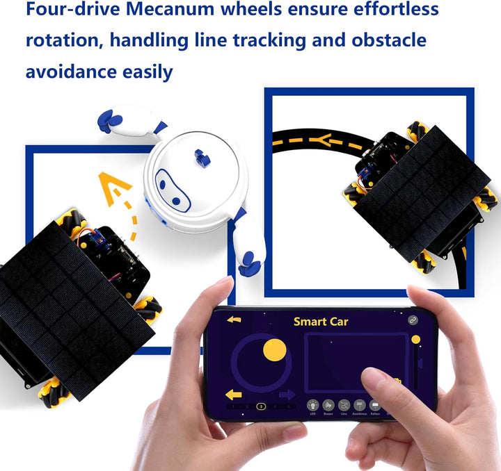 4-in-1-ESP32-Smart-Kamera-Solarroboterauto, 4WD-Fernbedienungsauto-Robotik-Kit für Kinder im Alter v