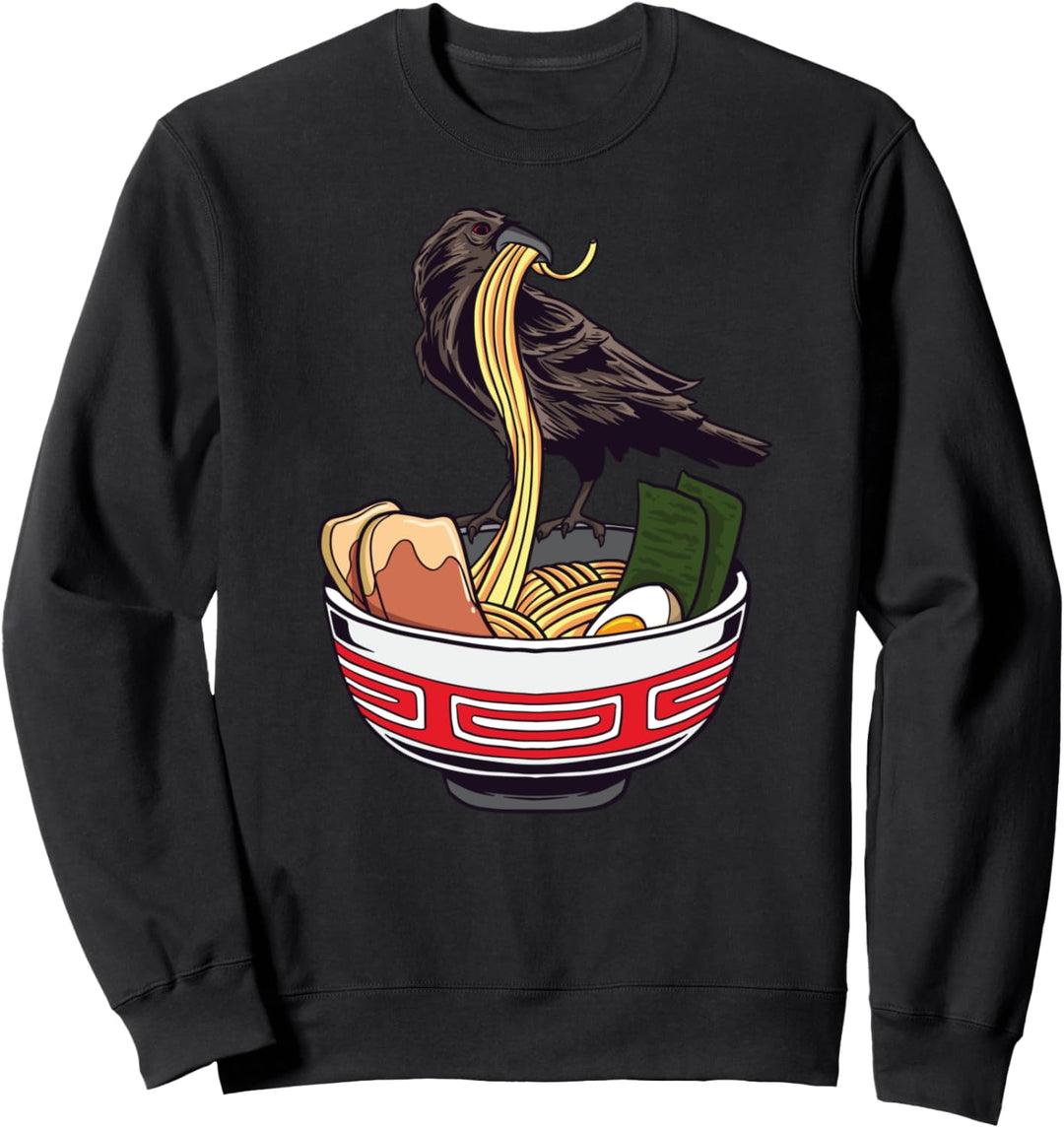 Rabe auf einer Ramen schale Nudeln mit Belag Geschenk Sweatshirt
