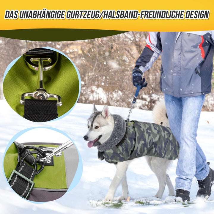 Hundemantel Winter für Kleine Hunde, Wasserdicht Hundejacke mit warmem Fleecefutter und Halsband, Wi