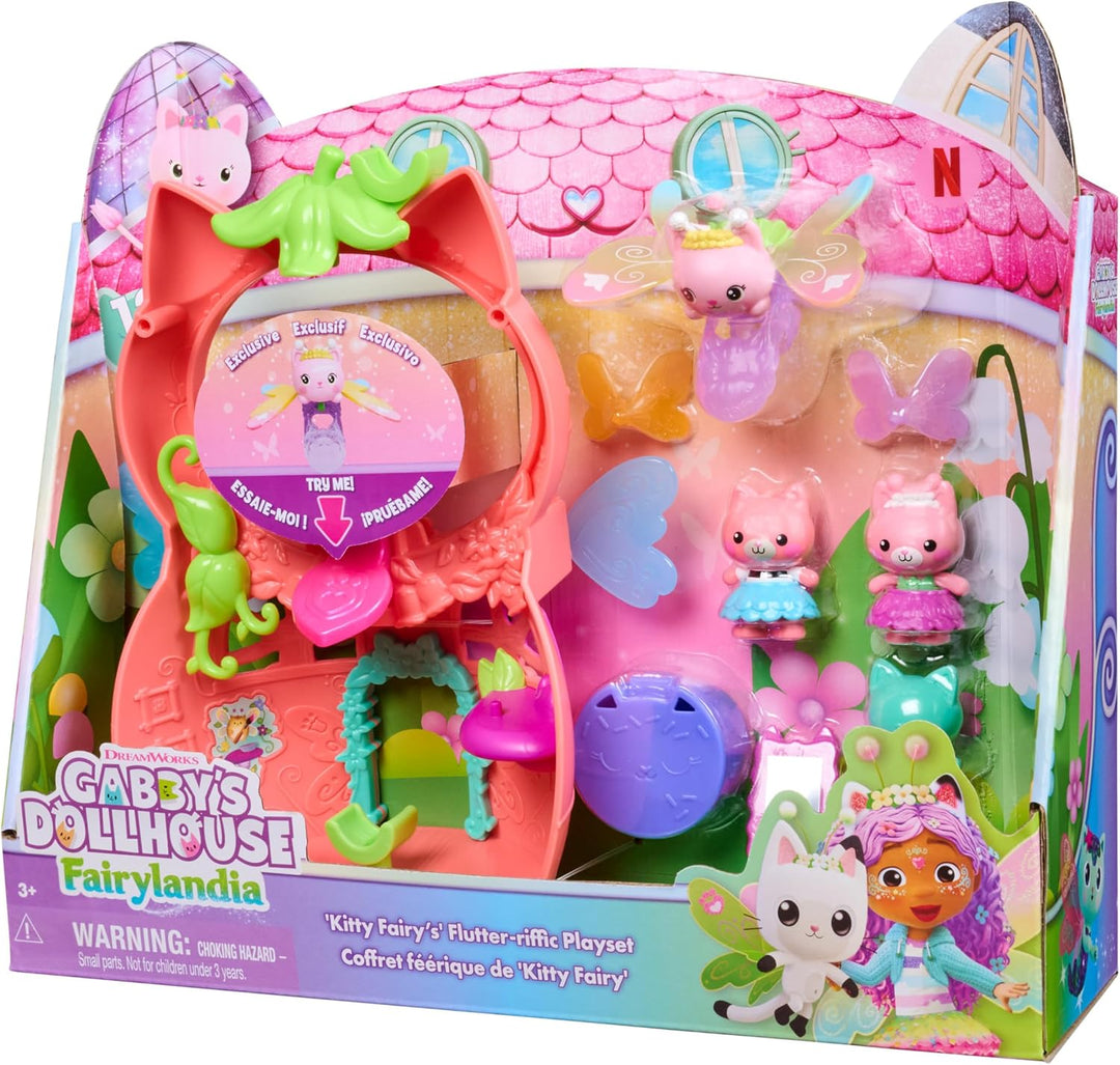 Gabby’s Dollhouse – Fairylandia - Flutter Fairy Spielset mit 12 Teilen, besonderem Flutter-Ring, Acc