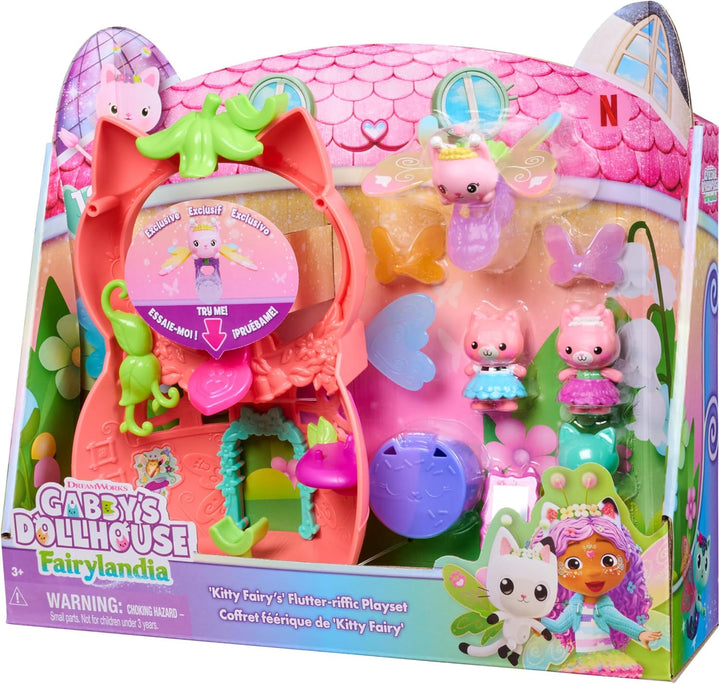 Gabby’s Dollhouse – Fairylandia - Flutter Fairy Spielset mit 12 Teilen, besonderem Flutter-Ring, Acc