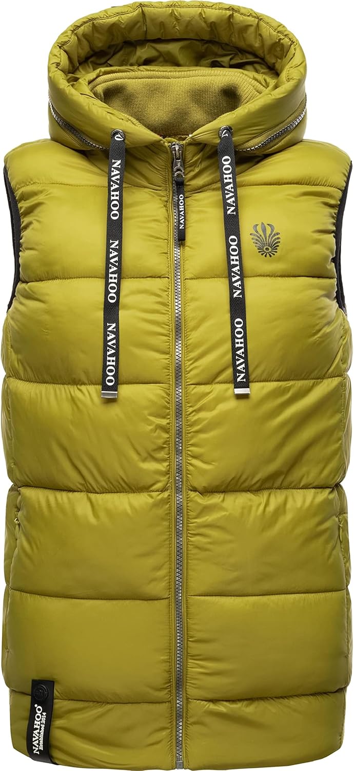 Navahoo Damen Steppweste leichte Outdoor-Weste Übergangsjacke mit Kapuze Kassidy XS-3XL XS Moss Gree