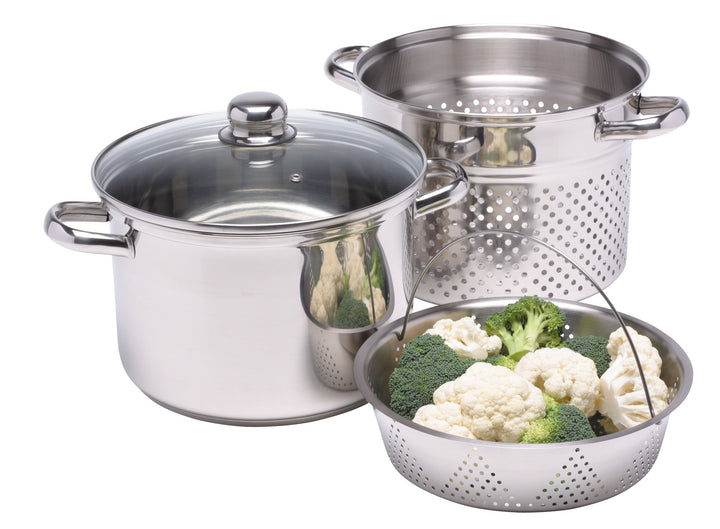KitchenCraft World of Flavours Pastatopf mit Sieb und Gemüsedampfkorb in Geschenkbox, induktionssich