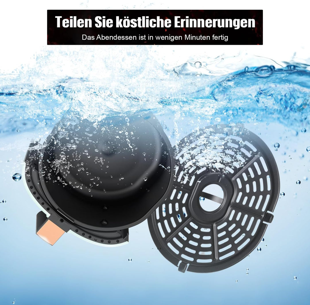 Heissluftfritteuse 6L Airfryer mit 8 Programme, Rapid Air Heisslufttechnologie, Touchscreen, Sichtfe