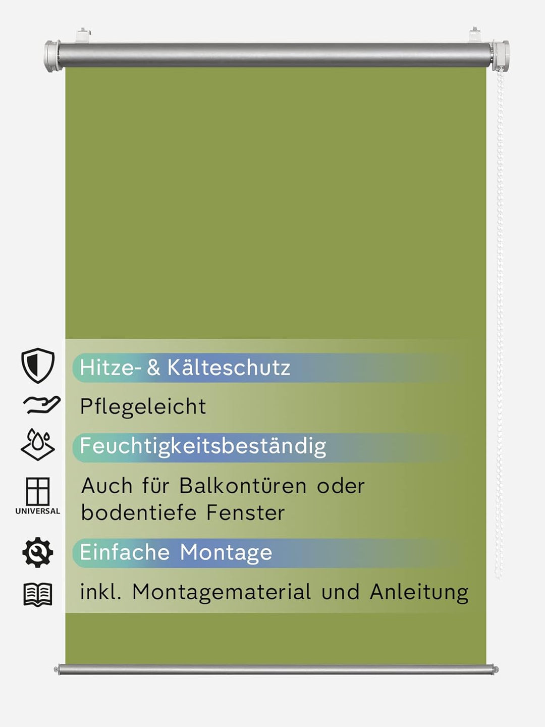 Rikmani Thermorollo ohne Bohren Lichtblick Klemmfix Hitzeschutz Verdunkelungsrollo Wandmontage Sicht