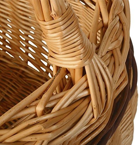 WEIDENPROFI Weidenkorb, Einkaufskorb aus Weide 2-farbig, oval (LxBxH) ca. 44 x 28 x 24 cm, inkl. Tra