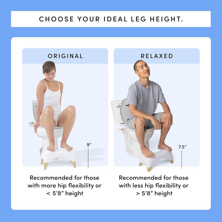 ASDFG TUSHY Ottoman Relaxed - Premium Toilet Stool for Bathroom - Modern Sleek Design - White/Bamboo