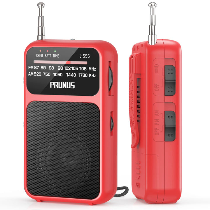 PRUNUS J-555 AM/FM/UKW Radio Klein, Kleines Radio mit Akku, USB-C-Laden, Mini Radio Batteriebetriebe