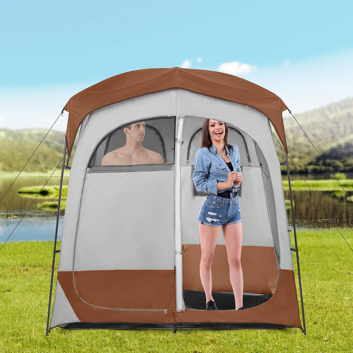 HOMASIS Duschzelt für 2 Personen, tragbares Umkleidezelt für Camping, Toilettenzelt mit Aufbewahrung