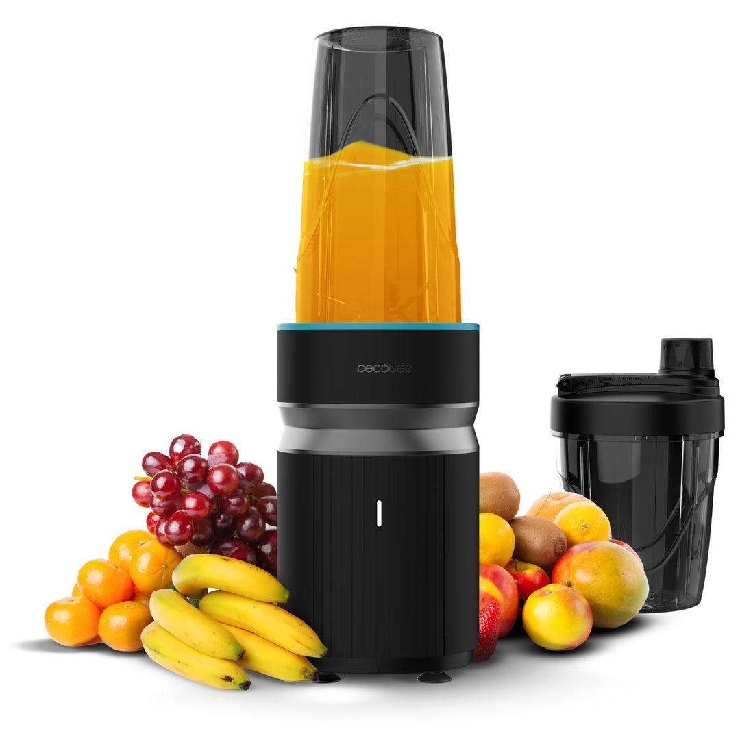 Cecotec Mini-Standmixer PowerTitanium 1000 Push2Go. 1000 W, 6-Klingen Edelstahl, Eis crushen, 2 To-G