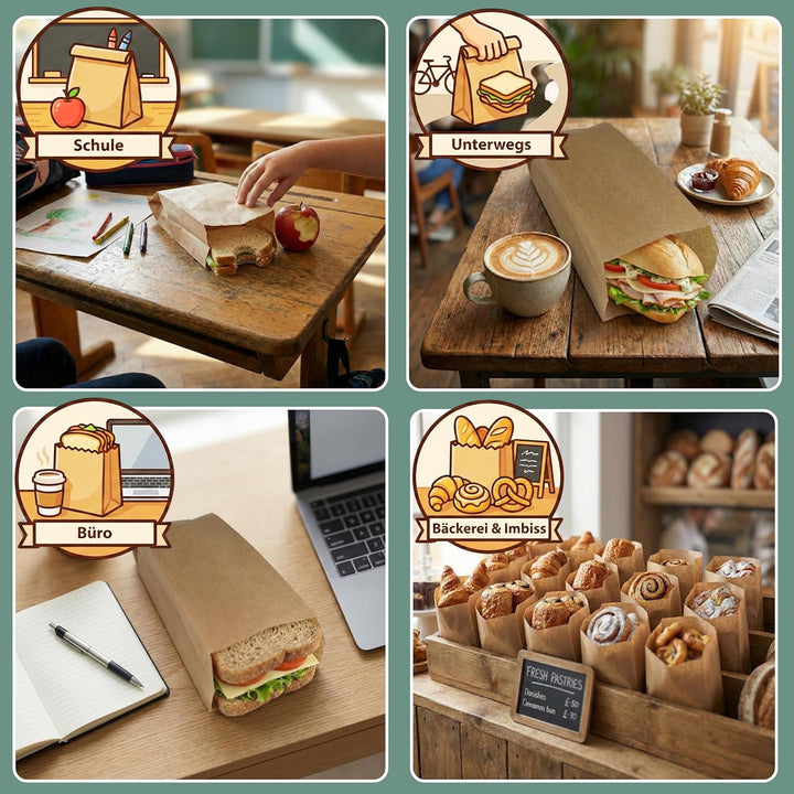 Loxato 1000 Brottüten Papier - Bäckertüten - Butterbrottüten Braun - Brotbeutel - Kraftpapier Tüten