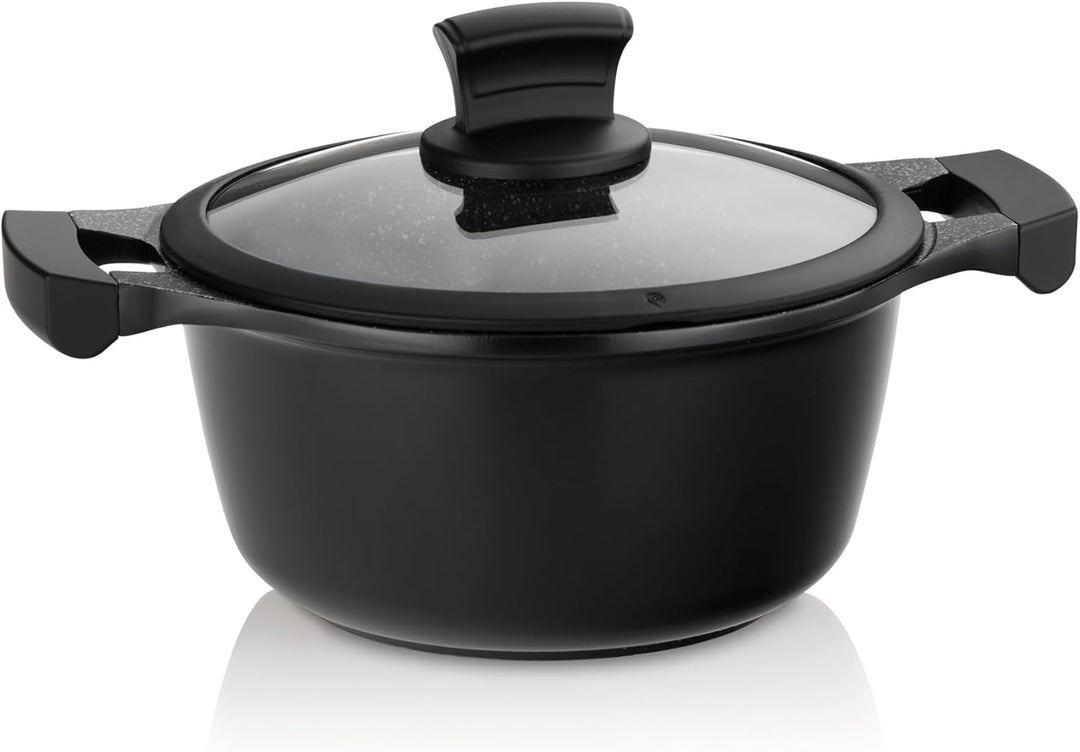 kela Kochtopf Stella Nova, Ø 20 cm, 2,2 L, Aluguss, schwarz, Allherdboden, antihaftbeschichtet, mit