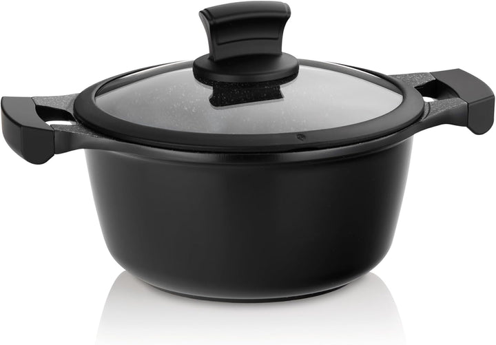 kela Kochtopf Stella Nova, Ø 20 cm, 2,2 L, Aluguss, schwarz, Allherdboden, antihaftbeschichtet, mit