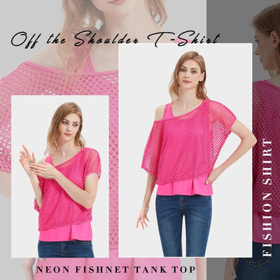 80er 90er Jahre Outfit Damen, Netzshirt, Tank top, Beinwärmer, Netzhandschuhe, Kostüm 80er Jahre Net