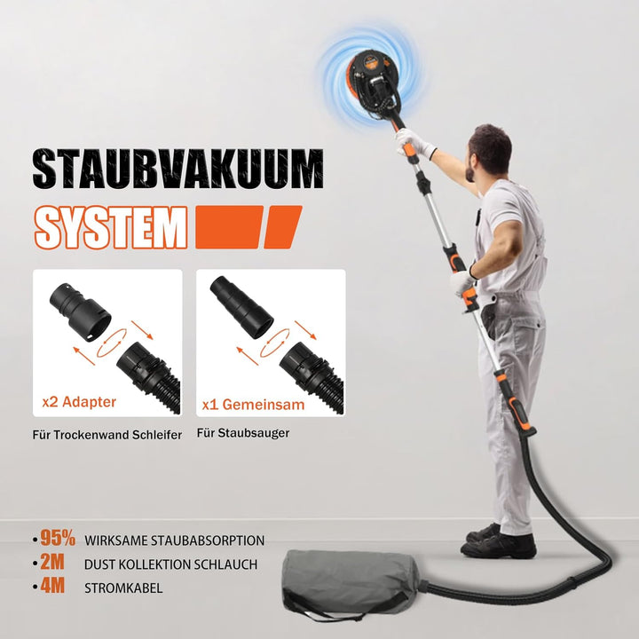 Trockenbauschleifer, Wand & Deckenschleifer,750 Watt max Drehzahl 1800 U/min Wandschleifer mit LED u