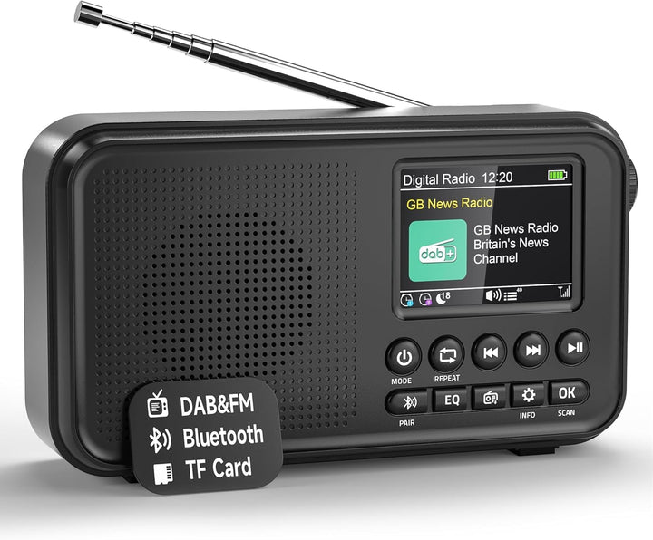 Roxicosly Tragbares DAB/DAB+ Radio, 80 Voreingestellte, UKW Digital Radio mit 3000-mAh Akku, Küchenr