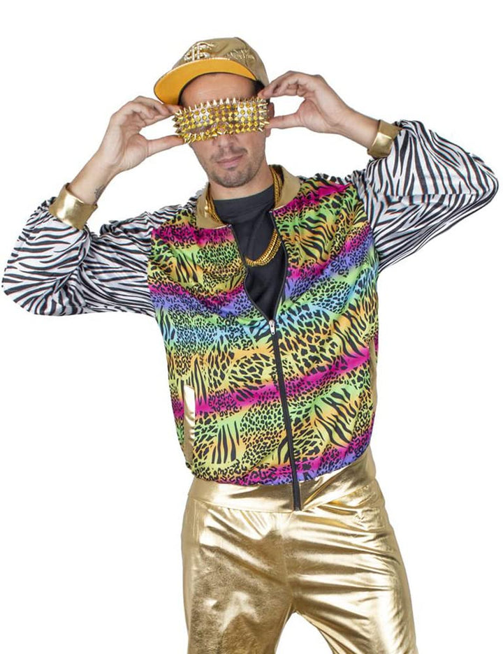 Funny Fashion Herren Kostüm 80er 90er Jahre Jacke Blouson Rapper Hip Hop Pimp bunt Karneval (48/50)