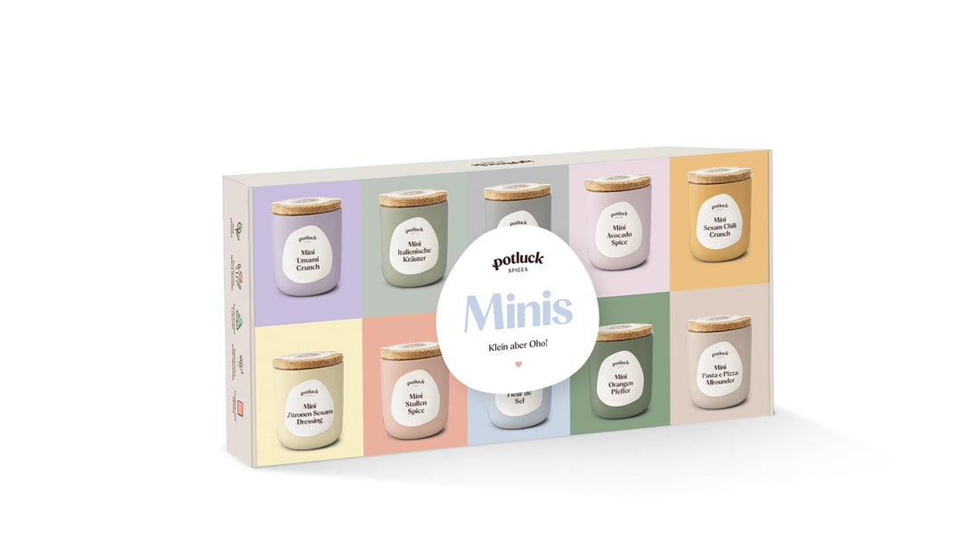 POTLUCK | 10er Mini Set | 10 Gewürzhighlights in kleinen Keramiktöpfen | Wiederverwendbarer Keramikt