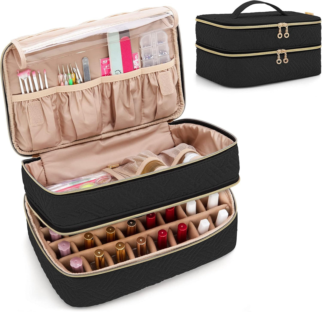 BAFASO Nagellack Aufbewahrung, Nagellack Organizer Tasche für 40 Flaschen(bis zu 15 ML), Doppelschic