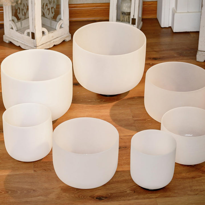 Hye-eun Kristall-Klangschalen-Set 17,8-30,5 cm, 7 Stück, quarz Klangschale für Klangheilung, mit 2 T