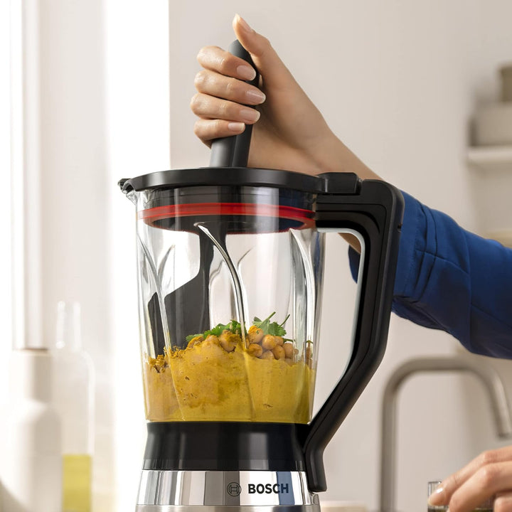 Bosch Standmixer, Smoothie Maker, 30,000 U/min, 1200 W, Edelstahl-Messer, 1,5l ThermoSafe Glasbehält