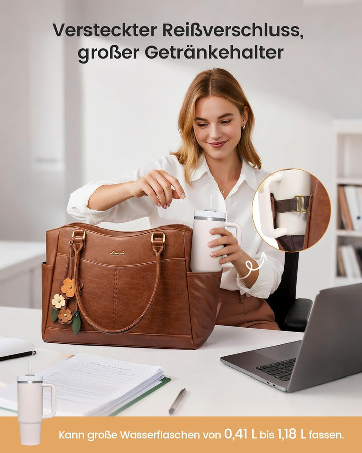 LOVEVOOK Laptoptasche Damen 15,6 Zoll, Arbeitstasche Shopper Tasche Handtasche Gross, Elegant Lehrer