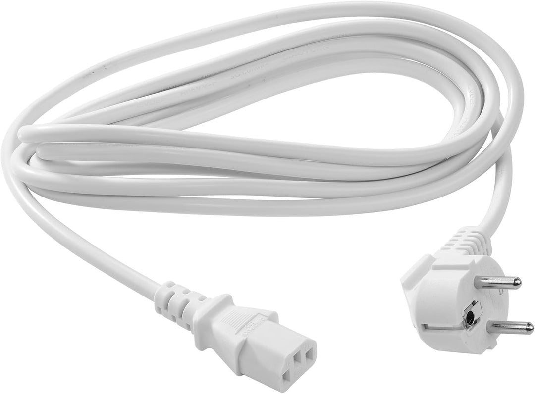 TPFNet 5er Pack Netzkabel Kaltgerätekabel Abgewinkelt Stromkabel mit Schutzkontakt - 5m, Weiss
