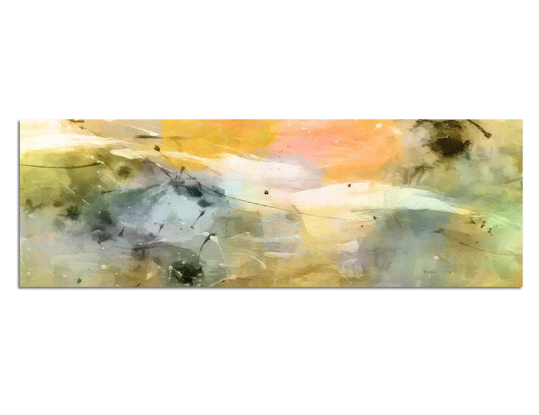 Paul Sinus Art Panoramabild auf Leinwand und Keilrahmen 150x50cm Hintergrund abstrakt grün orange bl