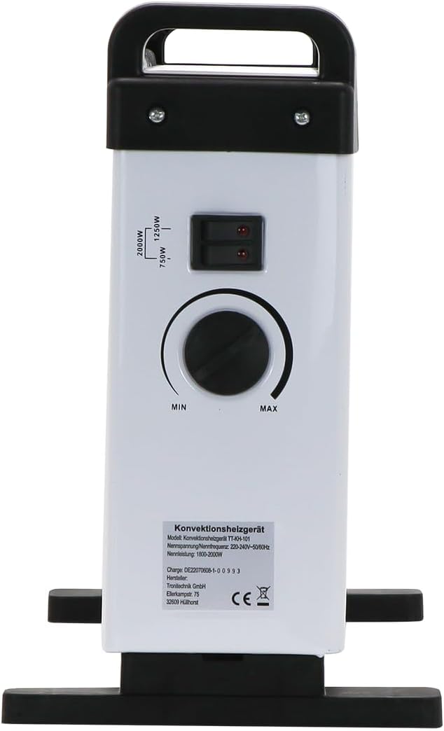 Tronitechnik® Elektroheizer Konvektor Heizgerät Heizkörper mit 3 Leistungsstufen 750/1250/2000 Watt,