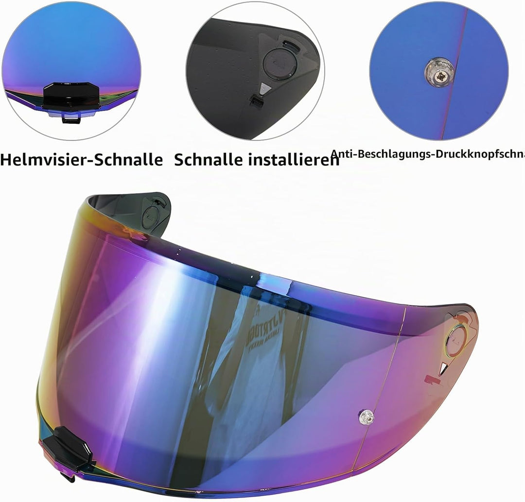 VCOROS Motorradhelm Visier,Motorrad Windschutz Helm Objektiv Visier,Helmvisier für FF811/VECTOR II/C