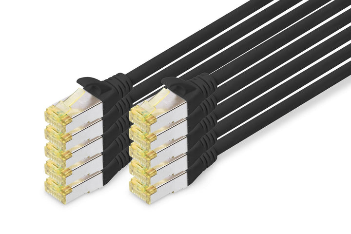 DIGITUS LAN Kabel Cat 6A - 1m - 10 Stück - RJ45 Netzwerkkabel - S/FTP Geschirmt - Kompatibel zu Cat-