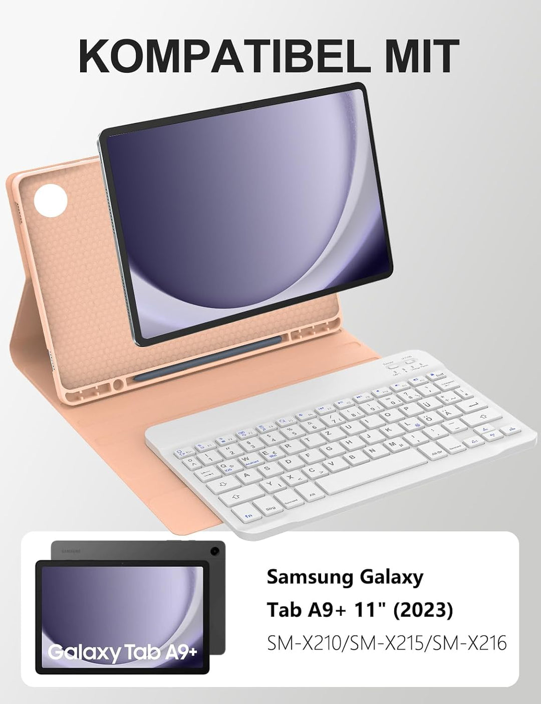 JADEMALL DE Tastatur Hülle für Samsung Galaxy Tab A9 Plus 2023 11 Zoll (SM-X210/X215/X216) - Abnehmb
