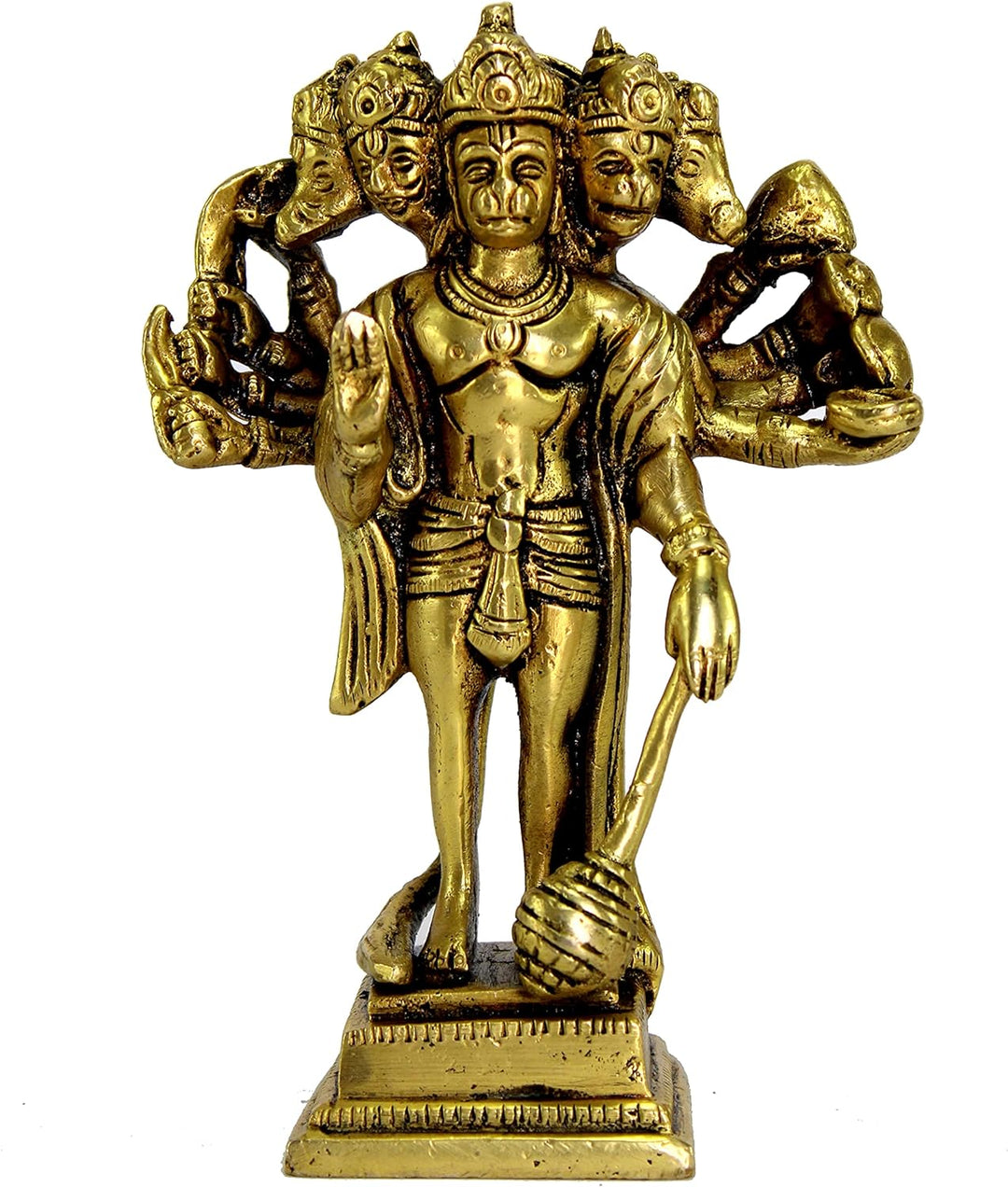 eSplanade Brass Panchmukhi Hanuman Anjaneya Pavan Putra Bajrangbali Idol Murti Moorti Statue (6.5 In
