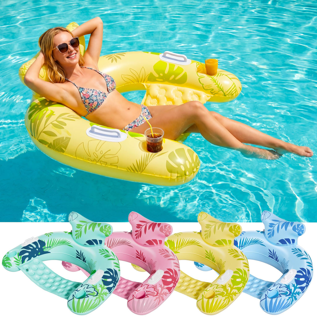 SOLAVERO Aufblasbare Poolsessel, 4 Stück Schwimmende Pool Luftmatratzen für Erwachsene, Wasserhängem