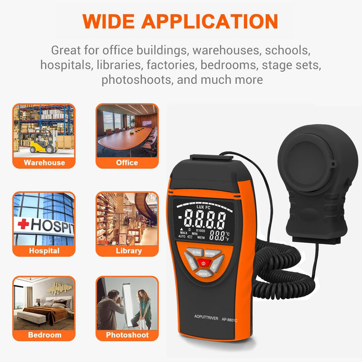 AP-8801C Digital Lux Meter 0.1~400,000Lux Beleuchtungsmessgerät Lux Messgerät Beleuchtungsstärke Lic