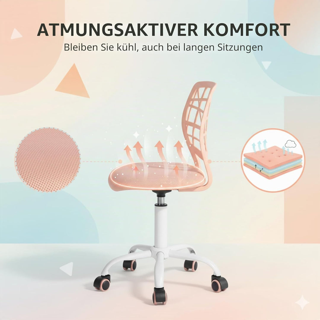 FurnitureR Bürostuhl Schreibtischstuhl Höhenverstellbar Stoffsitz Ergonomischer Arbeitsstuhl ohne Ar