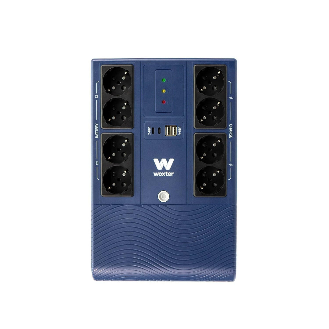 Woxter Multibase USV, 1200 VA/720 W, unterbrechungsfreie Stromversorgung, 8 Schuko-Steckdosen, 4 USB